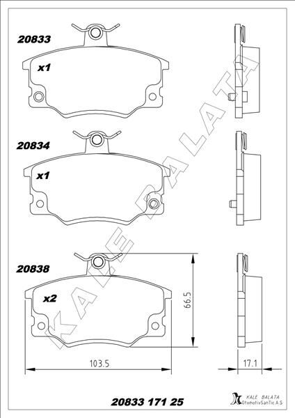 ÖN FREN BALATASI FIAT TEMPRA-TİPO-UNO-PUNTO ALFA ROMEO 33-145-146-155