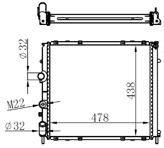 MOTOR SU RADYATÖRÜ RENAULT KANGOO 97> 1.9D KLİMASIZ MEK 480x433x34