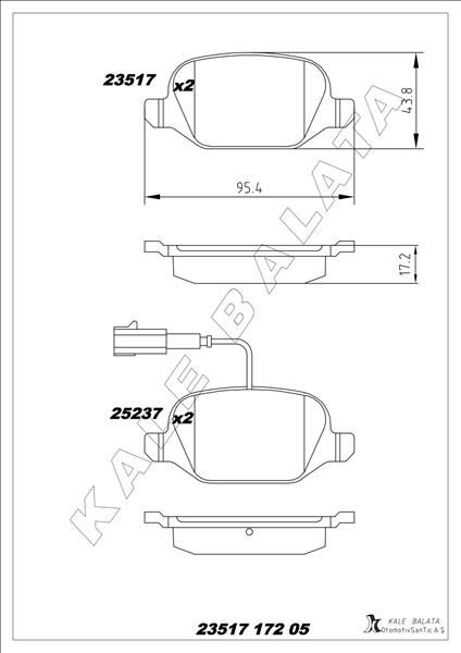 ARKA FREN BALATASI ALFA ROMEO MITO 09> FIAT LINEA 09> 1.3JTD 1.4TJET 1.6JTD