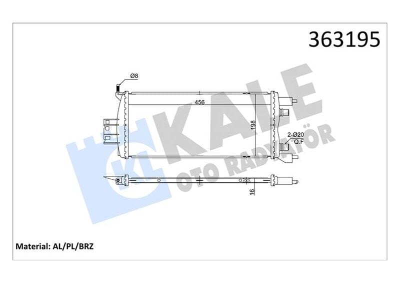 RENAULT SCENIC IV GRAND SCENIC IV 1.5DCI 16 > MT <ARA SOĞUTUCU> BRAZING 456X198X16 SU RADYATÖR  214100992R