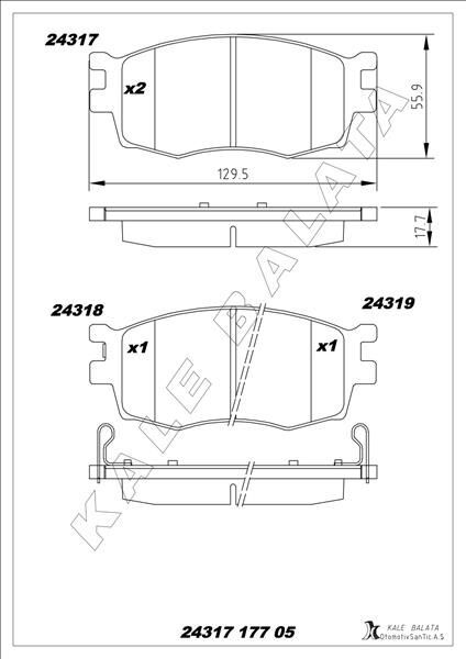 ÖN FREN BALATA HYUNDAI ACCENT ERA 1.4L 1.6L benzinli 06-10 1.5L CRDi dizel 06-> / İ20 1.4L D4FC CRDi dizel 08-> / KIA RIO 1.4L 1.6L benzinli 05-> 1.5L CRDİ 06->  581011GE00-581011JA10-581011GA00