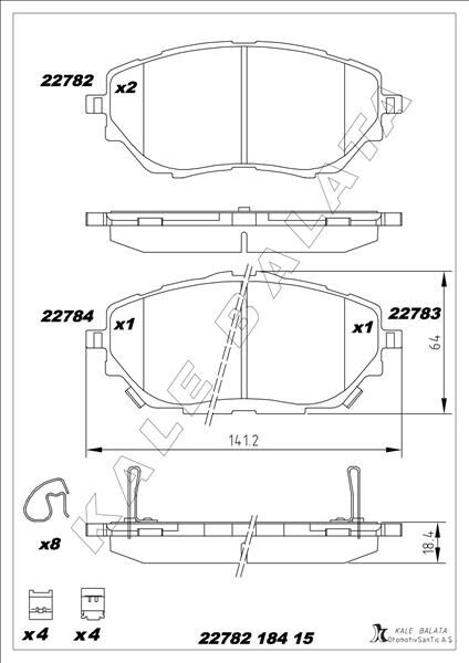 ÖN FREN BALATA TOYOTA C-HR 1.2L 8NRFTS NGX10 16-> / 1.8L 2ZR-FXE HYBRID ZYX10 ZYX11 16->