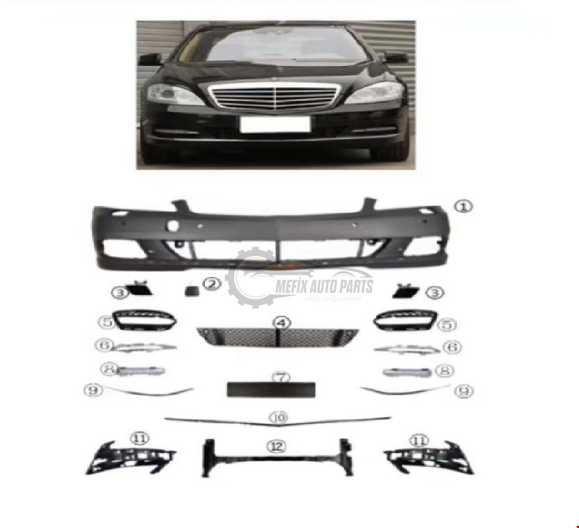 MERCEDES - ÖN TAMPON SETİ (IZGARALAR+NİKELAJLAR) W221 2010- - 2218805940