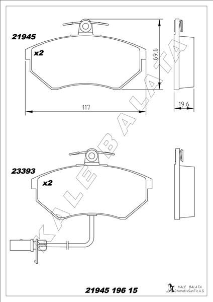 ÖN BALATA FİŞLİ KÜÇÜK TİP PASSAT-A4 97-04 GDB1366