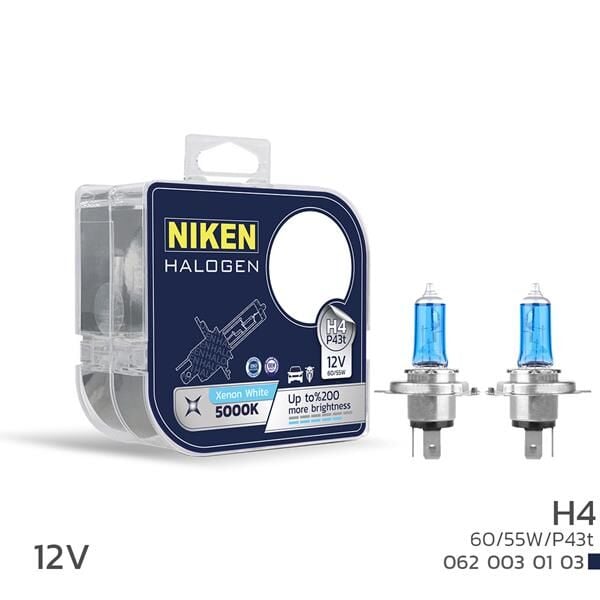 NIKEN 12V H4 60/55W BEYAZ IŞIK AMPUL P43t 5000K  UNIVERSAL