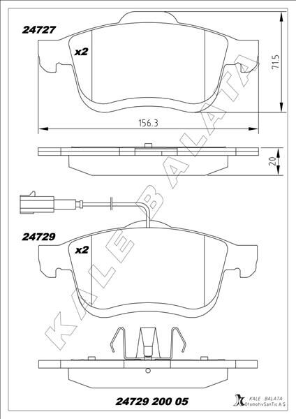 ÖN BALATA FIAT DOBLO III 10> OPEL COMBO 12> 1.3D MTJ 1.4 1.6D MTJ 2.0D MTJ ÇİFT FİŞLİ TEK FİŞLİ