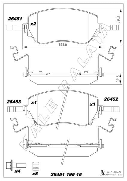 ÖN FREN BALATASI FIAT EGEA YM. 2020> AKSESUARLI  77368941
