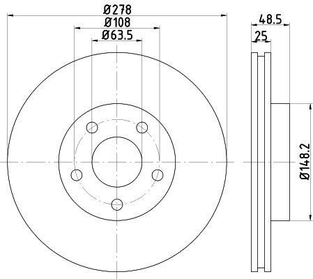 ÖN FREN AYNASI ADET FOCUS 04-12 CMAX 07-10 S40 06-10 C30 10-12 C70 06-13 V50 05-12 278x25x5DLxHVLI  AV611125BB-7M511125BB-1520297