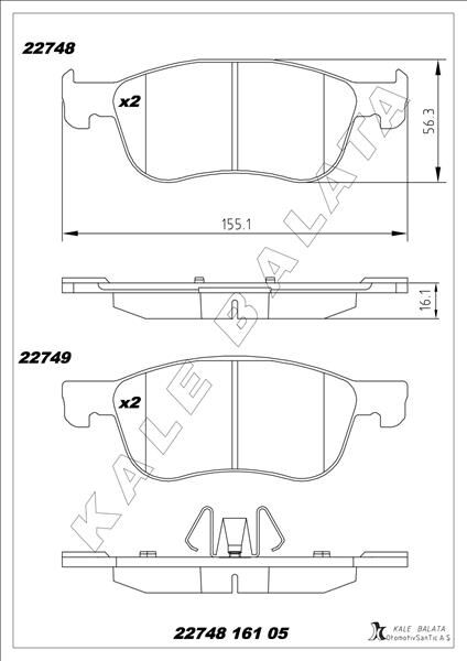 DİSK FREN BALATASI ÖN FORD FİESTA 1.0/1.1/1.5D 01/17> FORD FİESTA ST 1.5 04/18> COURIER V-769 18>  KTH1BC2K021AB-2095160