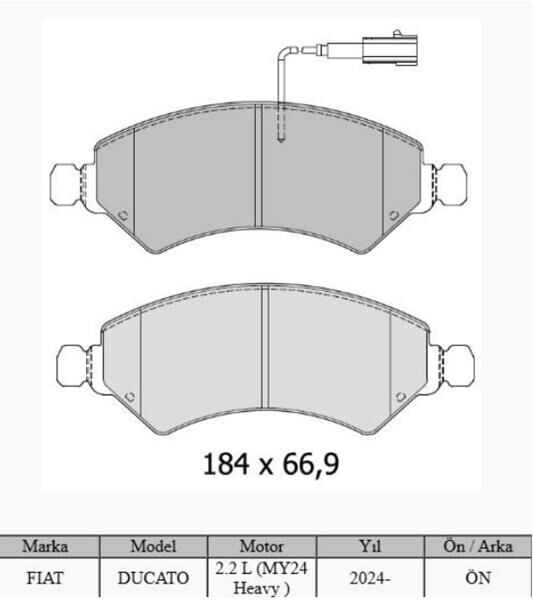 ÖN FREN BALATASI FIAT DUCATO-BOXER-MOVANO-JUMPER 24> 2.2D MTJ 2.3D MTJ  77361194-1695251780