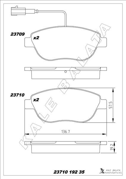 ÖN FREN BALATASI OPEL COMBO D 12> PUNTO EVO 1.3-1.4-1.6D MTJ 09 > 500-500C 1.3DMJ 10 > GRANDE PUNTO 1.6DMTJ 09 > ÇİFT FİŞLİ