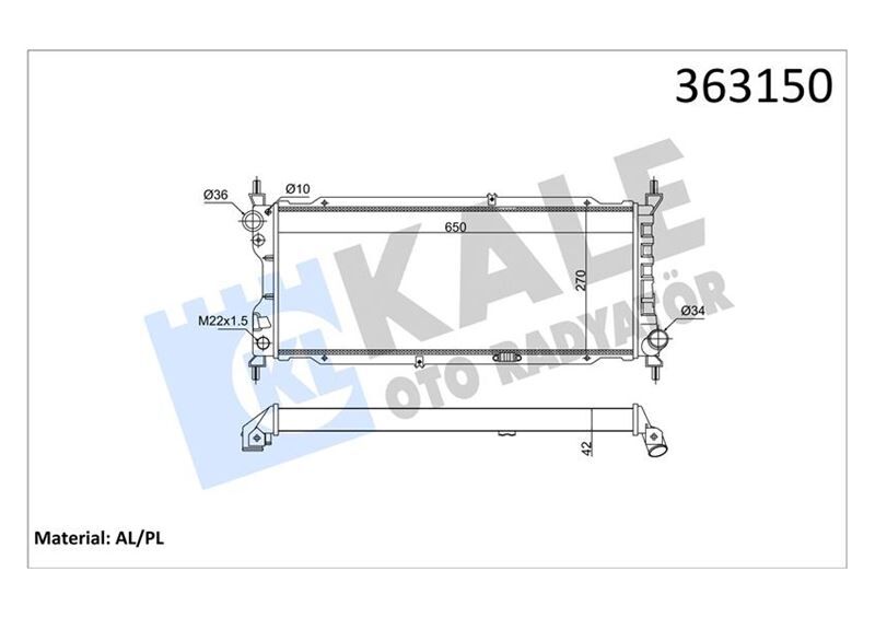 BRAZING VERSİYONU KL372600 OPEL CORSA B COMBO 1.5D 93<00 MT MEKANİK 650X270X42 SU RADYATÖRÜ  1300151-90410049