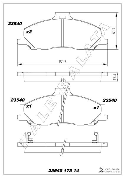 ÖN BALATA RANGER 2.5 D TD 4X4 99 > 3.0 TDCİ 05 > MAZDA B SERİSİ 2.5 D TD 98 > GDB3353