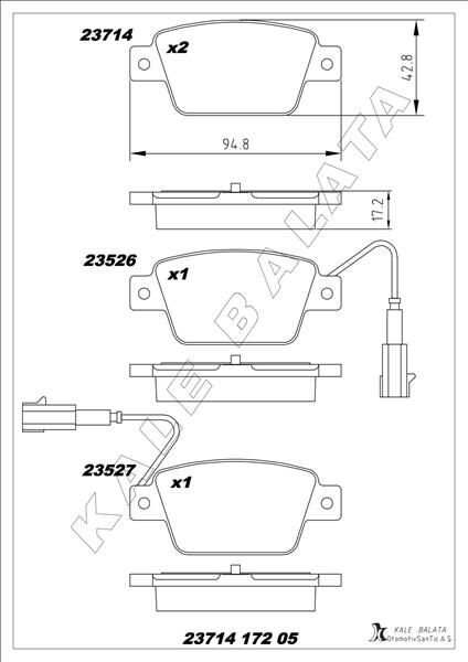 ARKA FREN BALATASI FIAT STILO 02> LINEA 07> BRAVO II 07>14 ALFA ROMEO MİTO 08> MULTIPLA 99>