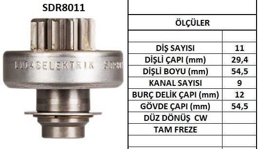 MARŞ DİŞLİSİ 11 DİŞ-9 KANAL ZEN 1023 PEUGEOT-CITROEN-RENAULT PARTNER-BERLINGO-P405D VOLVO JPX JEEP  5841.85