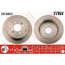 FREN DİSKİ (TAKIM) ARKA  HYUNDAİ ACCENT1.4GL-1.6GLS-1.5CRDI 11/05 GETZ 1.6-1.5CRDI 09/02 İ20 08 RIO 05 262x10x4DL