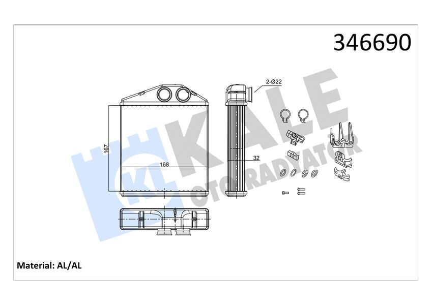KALORİFER RADYATÖRÜ CORSA C-TIGRA TWINTOP 1.2-1.4-1.8-1.3CDTI-1.7CDTI 00>  1618222-9196140
