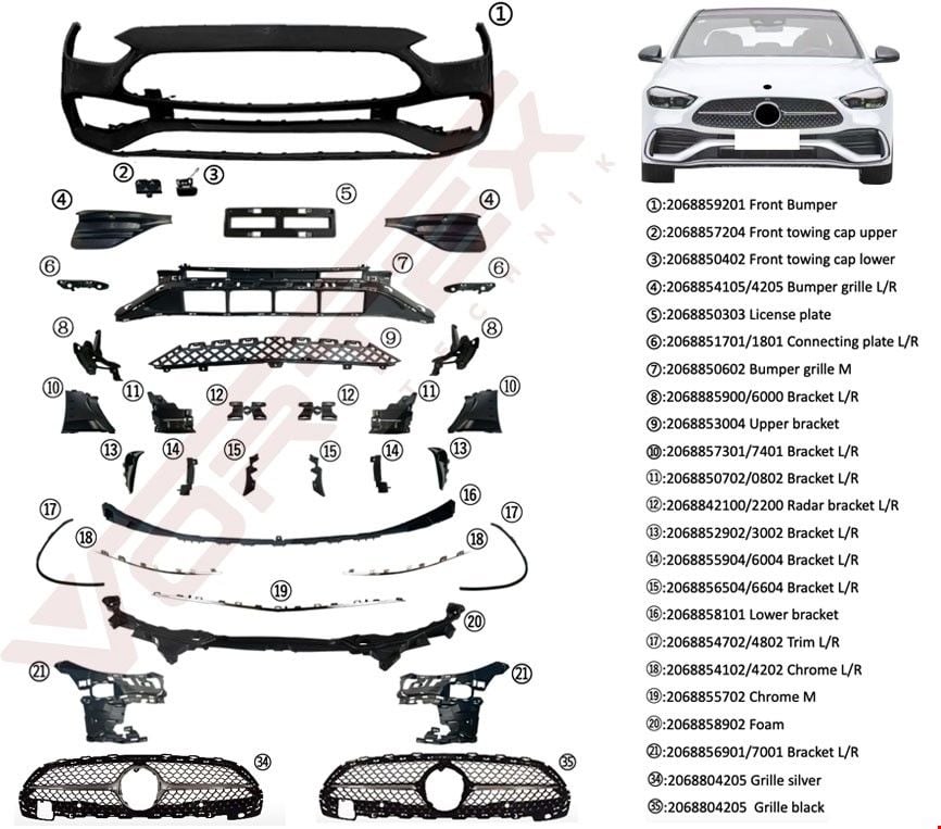 MERCEDES - ÖN TAMPON SET AMG (PANJUR HARİÇ) W206 2021- - 2068859201  / 2068804205