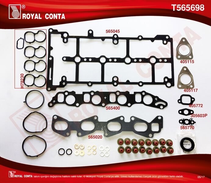 SİLİNDİR KAPAK CONTASI 1.45mm 5 DELİK P107-P206-P307-BIPPER-C1-C2-C3-XSARA-NEMO 1.4 HDI DV4 FIESTA-FUSION 1.4 TDCI 02>08 MAZDA 2 1.4 MZR-CD 08>15