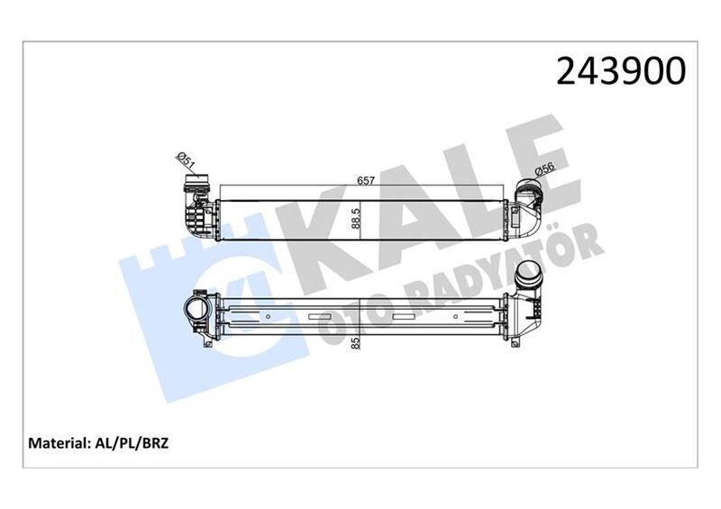 TURBO RADYATÖRÜ (INTERCOOLER) FLUENCE 10> 1.5DCI (657x89x85) (2 SIRA ALB SİSTEM)