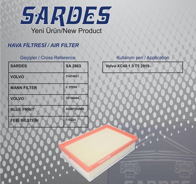 HAVA FİLTRESİ VOLVO XC40 T5 1.5 19 >