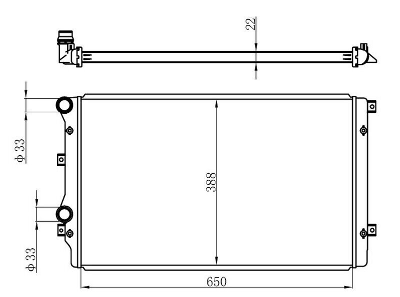 RADYATÖR CADDY III-GOLF V-PASSAT-A3-ALTEA-TOLEDO III-OCTAVIA 1.9TDI AC KLİMASIZ MEK BRAZ 650x388x22