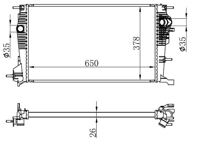 MOTOR SU RADYATÖRÜ BRAZİNG FLUENCE 10> MEGANE III 09> SC NIC III 09> 1.6dCi 1.9dCi MEK 650x378x26