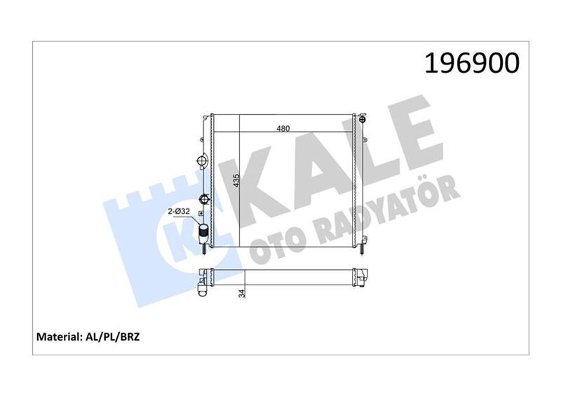 MOTOR SU RADYATÖRÜ RENAULT KANGOO 97> 1.9D KLİMASIZ MEK 479x442x34 1 SIRA ALB SİSTEM  8200747214-7701352898-7700312858