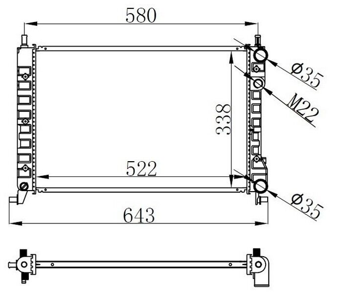 RADYATÖR BRAZİNG PALIO-ALBEA-STRADA 96>1.2-1.4-1.6 16V KLİMASIZ MEK 522x359x23
