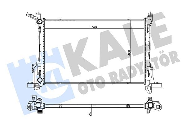 RADYATÖR TRAFIC 1.6/2.0DCI 14>VIVARO B 1.6CDTI-TALENTO 1.6D 16 > MT 26MM AL/BRZ 748X468X26 -93868353
