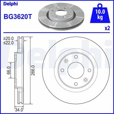 FREN DİSKİ (TAKIM) CORSA F-301-307-206-207-PARTNER-BERLINGO CELYSEE C2 C3 02-C5 C4 266x22x4DLxHAVALI CROSSLAND X DS3 2008 1007 208