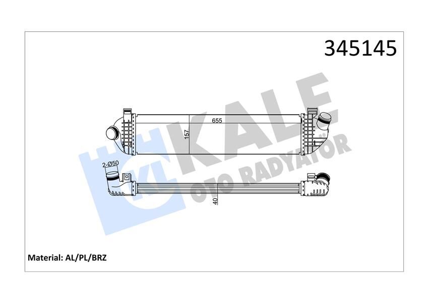 TURBO RADYATÖRÜ INTERCOOLER VOLVO C30 06-12 -S40 04 > V50 04 > 1.6D-2.0D- C70 2.0D 08 > 658x157  30680124-30741046-31280122-31319168